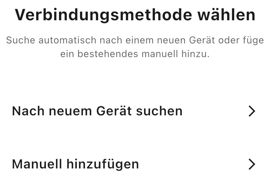 Verbindungsmethode wählen