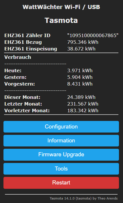Tages- und Monatsverbrauch