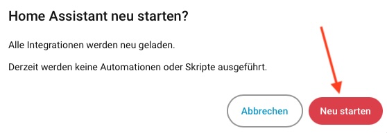 Sicherheitsabfrage vor dem Neustart