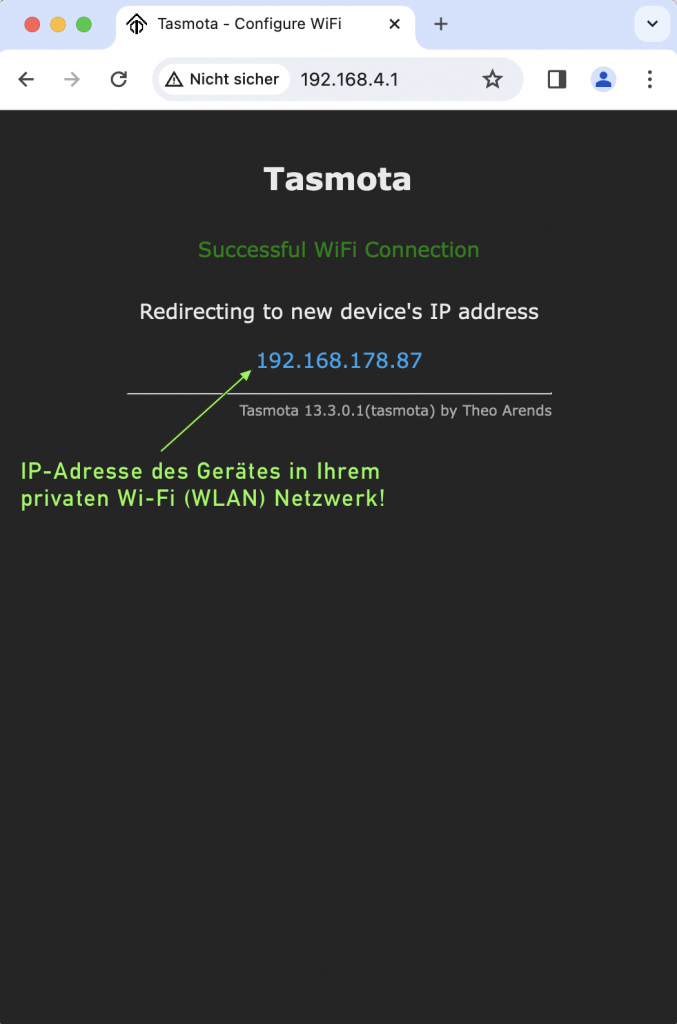 Tasmota Wi-Fi verbunden